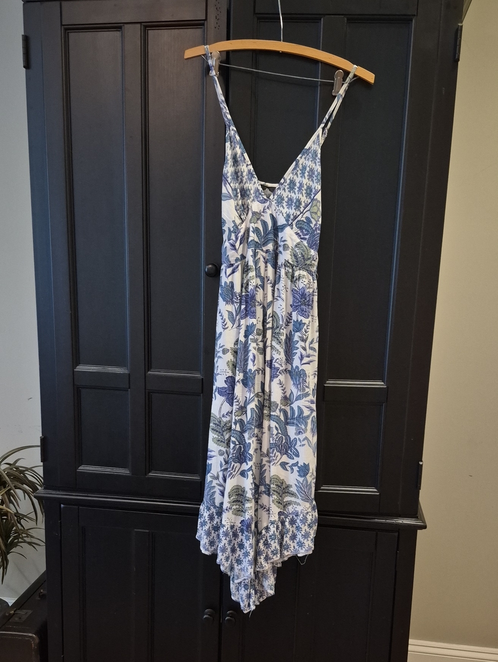 Angie Blue and White Floral Jumpsuit Romper